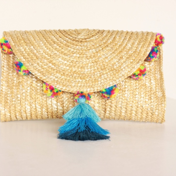 HOST PICK Straw pompom handmade tassel clutch - Picture 3 of 4